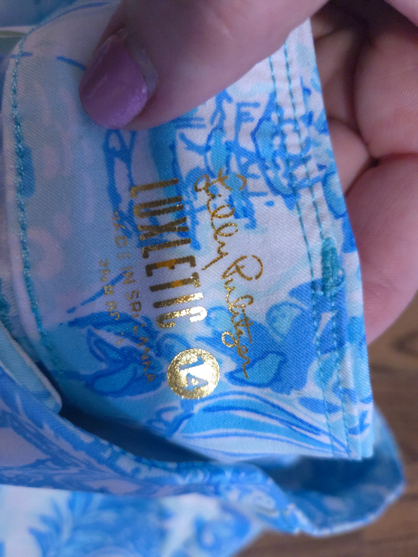 Lilly Pulitzer Luxletic Blue & White Print Shorts